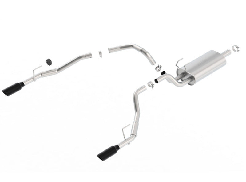 Borla 09-17 Ram 1500 5.7L V8 5in Single Tip Black Chrome Cat-Back Touring Exhaust Through Bumper - View 2 | Dirty Garage