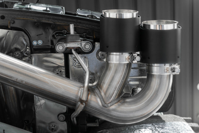 2020-2023 GM Corvette 3" Cat Back Quad Split Rear Exit Carbon Fiber Tips - View 3 | Dirty Garage
