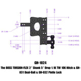 Gen-Y The Boss Torsion-Flex 2in Shank 5in Drop 10K Hitch w/GH-031 Dual-Ball/GH-032 Pintle Lock | Dirty Garage