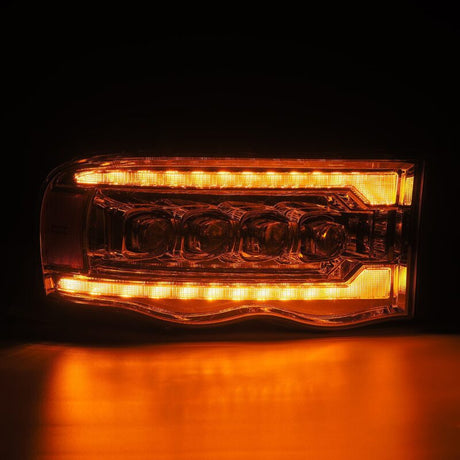 2002-2005 Ram HD Nova-Series LED Projector Chrome Headlights Active Light Sequential Signal - View 3 | Dirty Garage