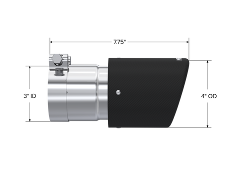 Universal Carbon Fiber Tip 4" OD 3" Inlet 7.7" Length - View 6 | Dirty Garage