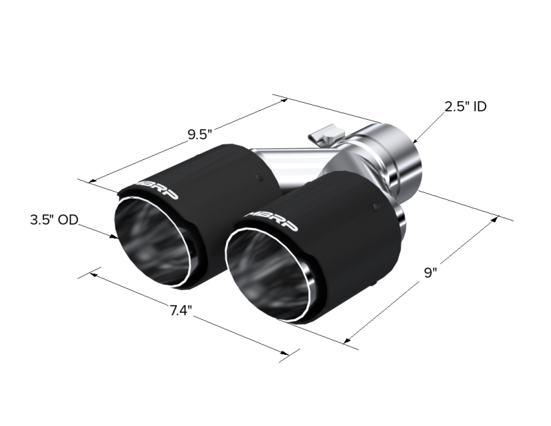 Universal Carbon Fiber Dual Tip 3.5" OD 2.5" Inlet - View 2 | Dirty Garage