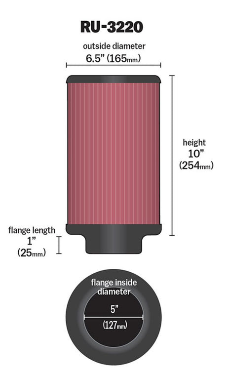 Universal Filter Universal Rubber Filter 5in Flange ID/6.5in OD/10in Height - View 3 | Dirty Garage