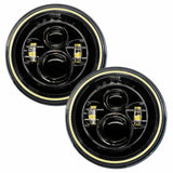 Universal 7" High Powered LED Headlights Black Bezel White - View 2 | Dirty Garage