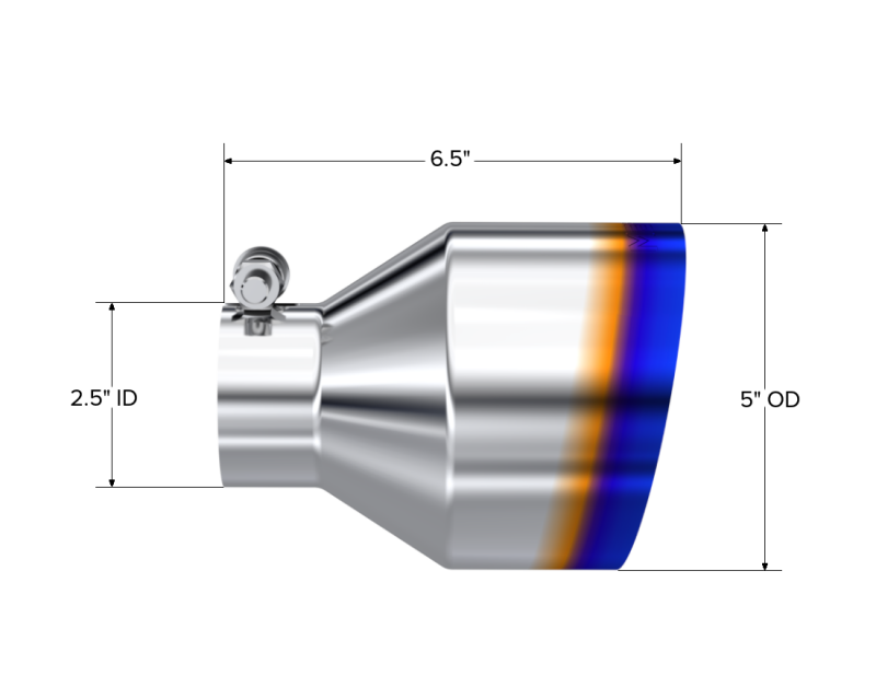 Universal T304 Stainless Steel 2.5" ID Burnt End Tip - View 3 | Dirty Garage