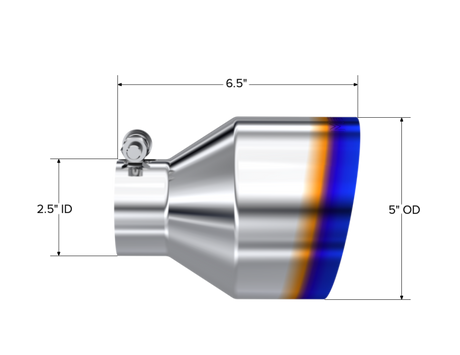 Universal T304 Stainless Steel 2.5" ID Burnt End Tip - View 3 | Dirty Garage