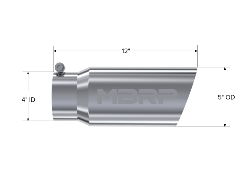 Universal 5 OD Angled Single Walled 4" Inlet 12" Length Tip - View 5 | Dirty Garage