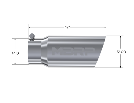 Universal 5 OD Angled Single Walled 4" Inlet 12" Length Tip - View 5 | Dirty Garage