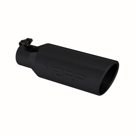 Universal 4" OD Angled Rolled End Tip 2.5" Inlet 12" Length Black | Dirty Garage