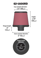 Universal 2in Base OD x .375in Flange ID x 1.75in H Rubber Base Crankcase Vent Filter - View 4 | Dirty Garage