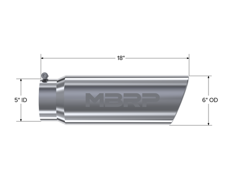 Universal 6" OD Angled Rolled End 5" Inlet 18" T304 Exhaust Tip - View 5 | Dirty Garage