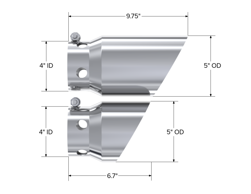 2008 Ford Superduty 6.4L 4" Inlet 5" Tip Cover Set 6 and 9" - View 5 | Dirty Garage