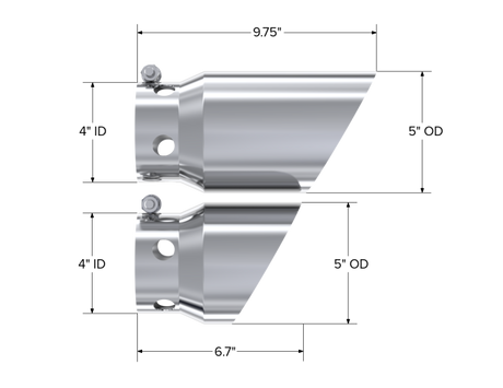 2008 Ford Superduty 6.4L 4" Inlet 5" Tip Cover Set 6 and 9" - View 5 | Dirty Garage