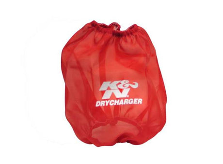 Universal Round Tapered Drycharger Air Filter Wrap Red 7.5in Base ID x 5in Top ID x 7.5in H - View 2 | Dirty Garage