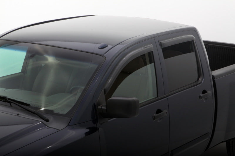 2004-2015 Titan Crew Cab Ventvisor Outside Mount Window Deflectors Smoke 4-Piece - View 2 | Dirty Garage