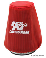 Universal Red Drycharger 5.25in x 3in Round Tapered Air Filter Wrap - View 2 | Dirty Garage