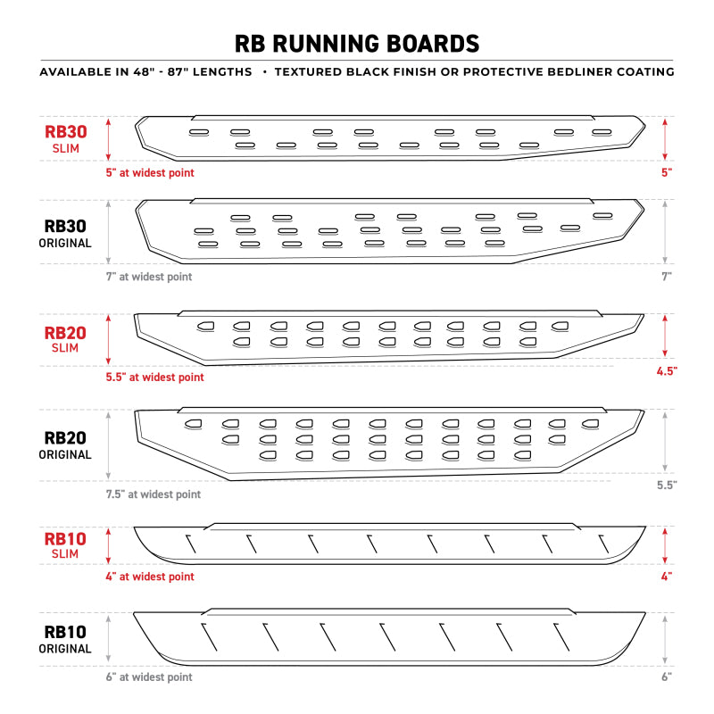 Go Rhino RB10 Slim Running Boards - Universal 87in. - Tex. Blk - View 14 | Dirty Garage