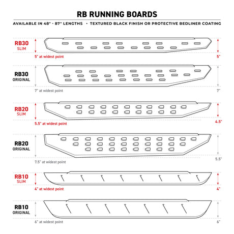 Go Rhino RB20 Running Boards - Bedliner - 87in - View 8 | Dirty Garage