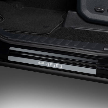 2015-2020 F-150 Super Crew Black Platinum Door Sills w/ F-150 Etchinng 4-Piece - View 4 | Dirty Garage
