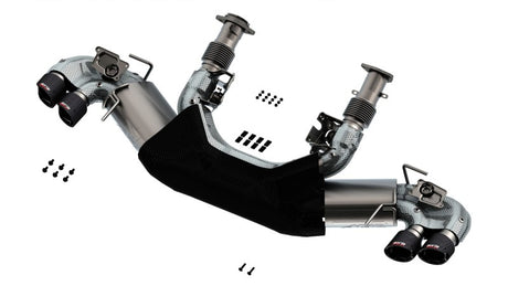 Borla 2020 Chevrolet Corvette C8 6.2L ATAK 3in Exhaust System Dual Round Angle Cut Carbon Fiber Tips - View 3 | Dirty Garage