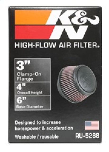 Universal Round Clamp-On Air Filter 3in Flange ID x 6in Base OD x 4.625in Top OD x 3in Height - View 13 | Dirty Garage