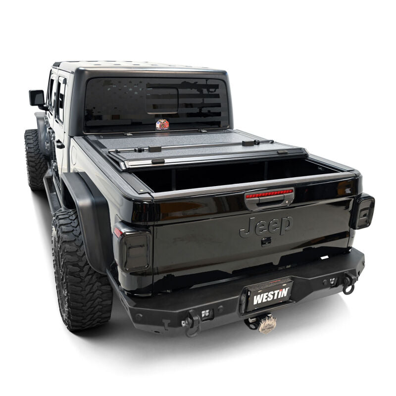 Westin 20-22 Jeep Gladiator JT 4WD 5ft. Bed Hard Tri-Fold Tonneau Cover - Black - View 8 | Dirty Garage