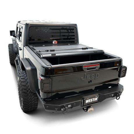 Westin 20-22 Jeep Gladiator JT 4WD 5ft. Bed Hard Tri-Fold Tonneau Cover - Black - View 8 | Dirty Garage