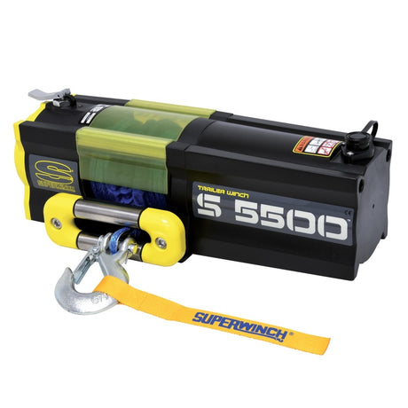Universal S5500SR 12V DC Winch w/ Yellow Synthetic Rope | Dirty Garage