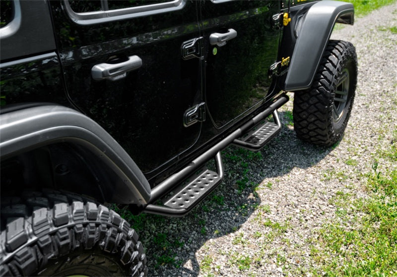 2018-2019 Wrangler JL 4-Door Textured Black Full Cab Length RS Nerf Steps - View 5 | Dirty Garage