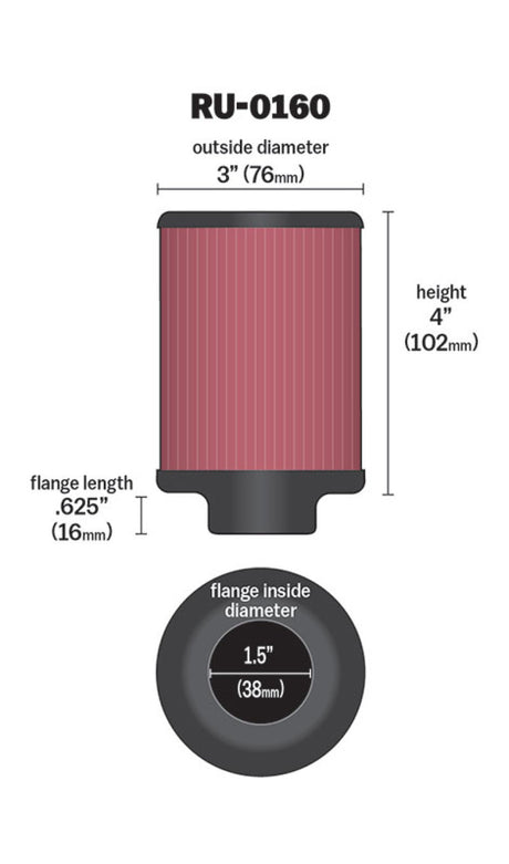 Universal Rubber Filter 1 1/2in FLG 3in OD 4in Height - View 3 | Dirty Garage