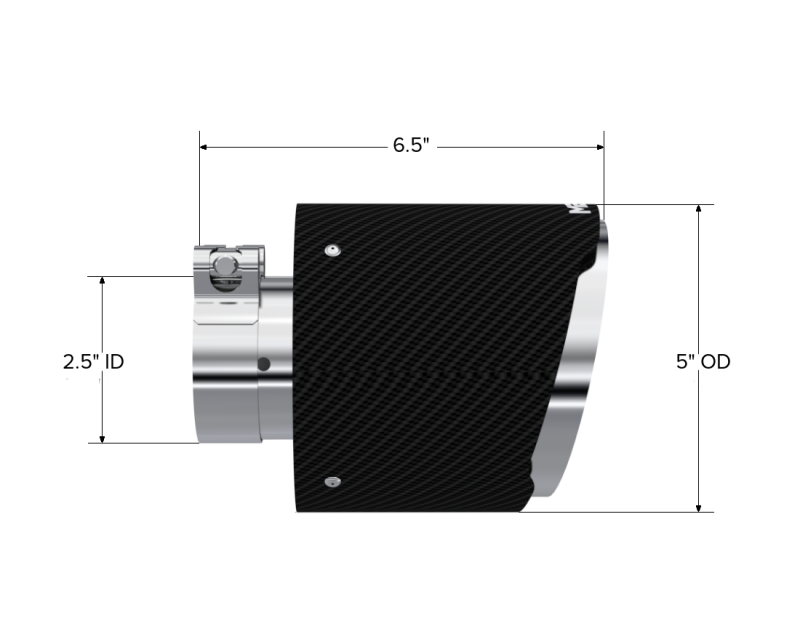 Universal Carbon Fiber Tip 2.5" ID 5 OD 6.5 Length Angle Cut Dual Wall - View 3 | Dirty Garage