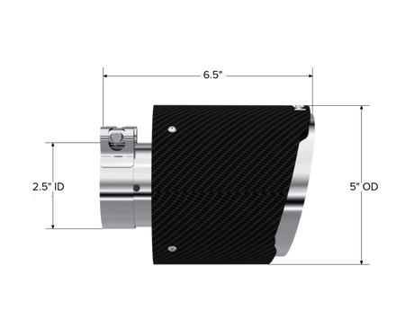 Universal Carbon Fiber Tip 2.5" ID 5 OD 6.5 Length Angle Cut Dual Wall - View 3 | Dirty Garage