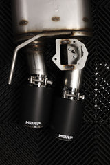 2018-2022 Mustang 2.3L Ecoboost 3" Cat Back Exhaust Quad Carbon Fiber SS Tips T304 - View 3 | Dirty Garage