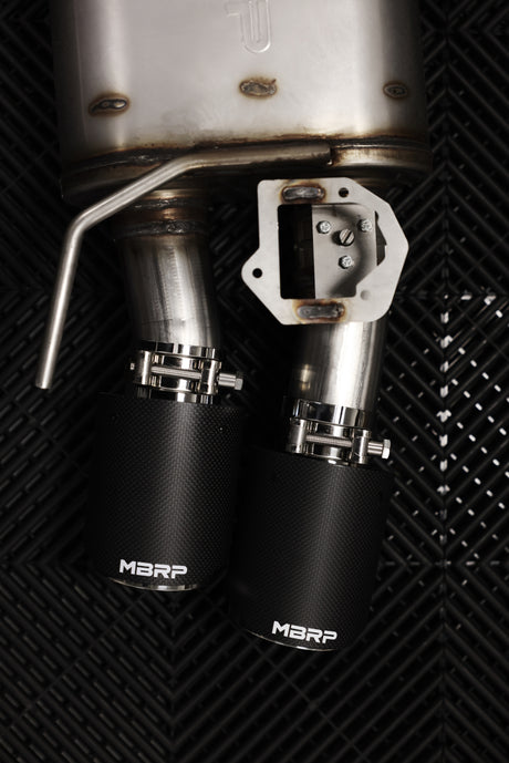 2018-2022 Mustang 2.3L Ecoboost 3" Cat Back Exhaust Quad Carbon Fiber SS Tips T304 - View 3 | Dirty Garage