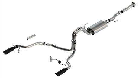 Borla F-150 2021 5.0L 2dr RC SB (122.8 WB) XL/XLT 3/2.25 SRE Cat-Back S-Type Black Chrome Tips - View 3 | Dirty Garage