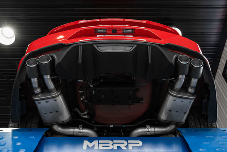 2018-2020 Mustang GT 5.0 Quad Tip Active Exhaust Cat Back Split Rear T304 Carb Fib Tips - View 4 | Dirty Garage