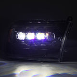 2009-2018 Ram HD Nova-Series LED Projector Alpha Black Headlights Active Light Sequential Signal DRL - View 4 | Dirty Garage