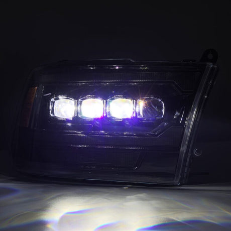 2009-2018 Ram HD Nova-Series LED Projector Alpha Black Headlights Active Light Sequential Signal DRL - View 4 | Dirty Garage