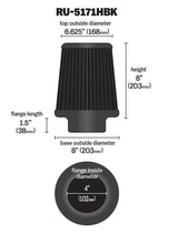Universal Rubber Filter-Round Tapered 4in Flange ID x 8in Base OD x 6.625in Top OD x 8in H - View 12 | Dirty Garage