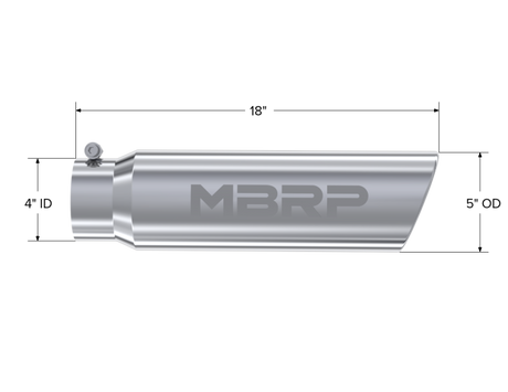 Universal 5" OD Angled Rolled End 4" Inlet 18" T304 Exhaust Tip - View 5 | Dirty Garage