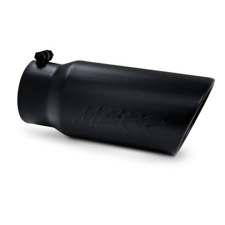 Universal 5" OD Angled Rolled End 4" Inlet 12" Length Black Finish Tip | Dirty Garage