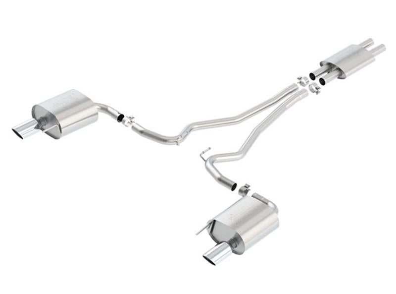 Borla ATAK Cat Back 15 Ford Mustang 3.7L V6 MT/AT 2.25in Pipe 4in Single Round Rolled Tips - View 2 | Dirty Garage