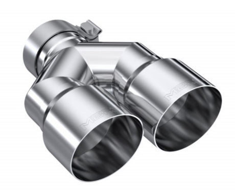 Universal 3" ID Dual 4" OD Staggered Single Wall T304 SS Exhaust Tip - View 4 | Dirty Garage