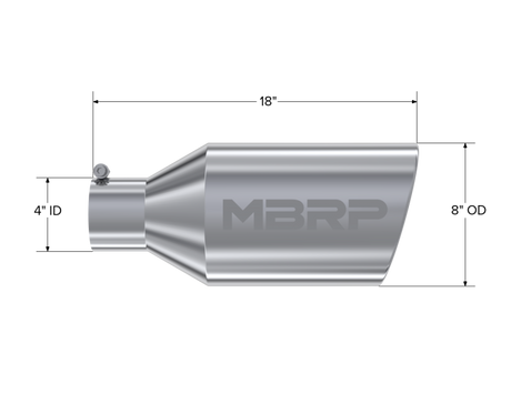 Universal Tip 8" OD Rolled End 4" Inlet 18" Length T304 - View 5 | Dirty Garage