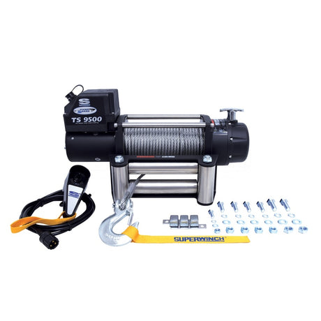 Universal 9500 LB 12V DC Tiger Shark Winch w/ Synthetic Black Rope - View 16 | Dirty Garage