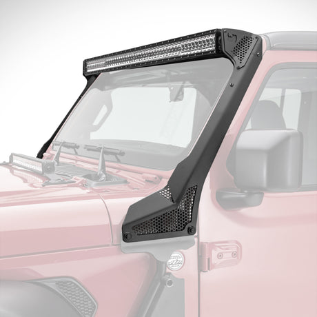 Go Rhino 18-20 Jeep Wrangler JL/JLU/Gladiator JT XE Windshield Light Bar Mount - 50in Single Row - View 5 | Dirty Garage