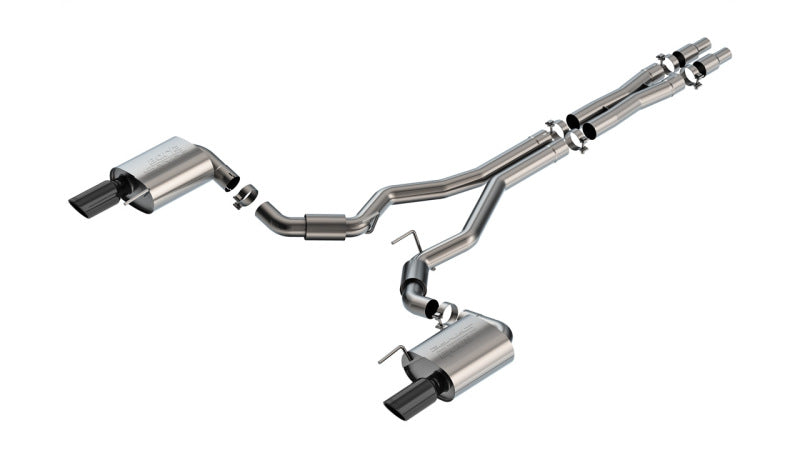 Borla 2024 Ford Mustang GT 5.0L V8 w/o Active Exhaust S-Type Cat-Back Exhaust System - Black Chrome | Dirty Garage