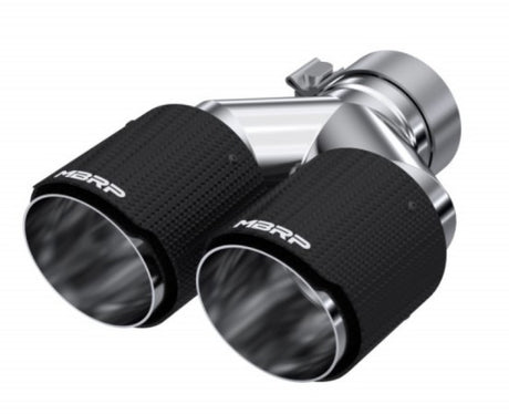 Universal 3" ID Dual 4" OD Staggered Dual Wall Carbon Fiber Exhaust Tip - View 5 | Dirty Garage