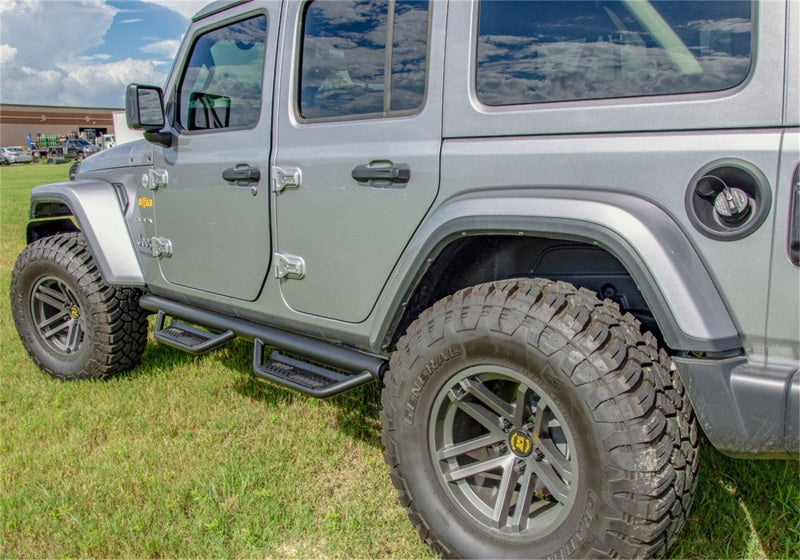 2019-2021 Wrangler JT 4-Door Truck Full Length 3" Black Podium Steps - View 3 | Dirty Garage