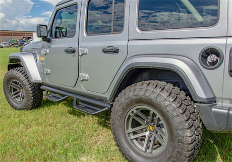2019-2021 Wrangler JT 4-Door Truck Full Length 3" Black Podium Steps - View 3 | Dirty Garage